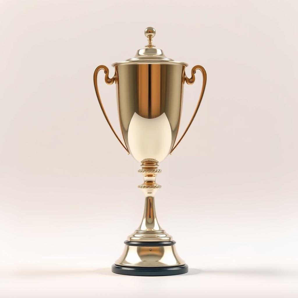 A gleaming, majestic US Open Championship Trophy stands proudly against a crisp, pristine background. The trophy's sleek, polished surface reflects the soft, warm lighting, casting a gentle glow. Elegant and timeless, the iconic design features graceful curves and a subtle, understated elegance. The trophy's sturdy, yet refined silhouette conveys a sense of prestige and accomplishment, perfectly embodying the spirit of the prestigious US Open tennis tournament. The composition places the trophy at the forefront, drawing the viewer's eye to its captivating details and commanding presence. This image captures the essence of the US Open's esteemed championship, evoking a sense of grandeur and the thrill of victory.