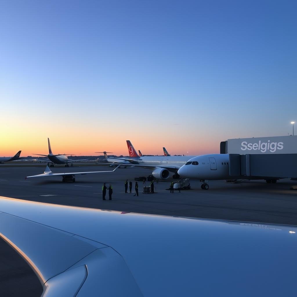A serene airport tarmac at dusk, with a fleet of commercial airliners under the watchful gaze of aviation safety experts. In the foreground, a team of engineers inspects the wing of a Boeing 787 Dreamliner, meticulously checking for any anomalies. In the middle ground, a group of air traffic controllers monitor the skies, their keen eyes and advanced radar systems ensuring the safe passage of flights. In the background, the seblogs logo subtly adorns the side of a hangar, a testament to the industry's commitment to transparency and responsible reporting.
